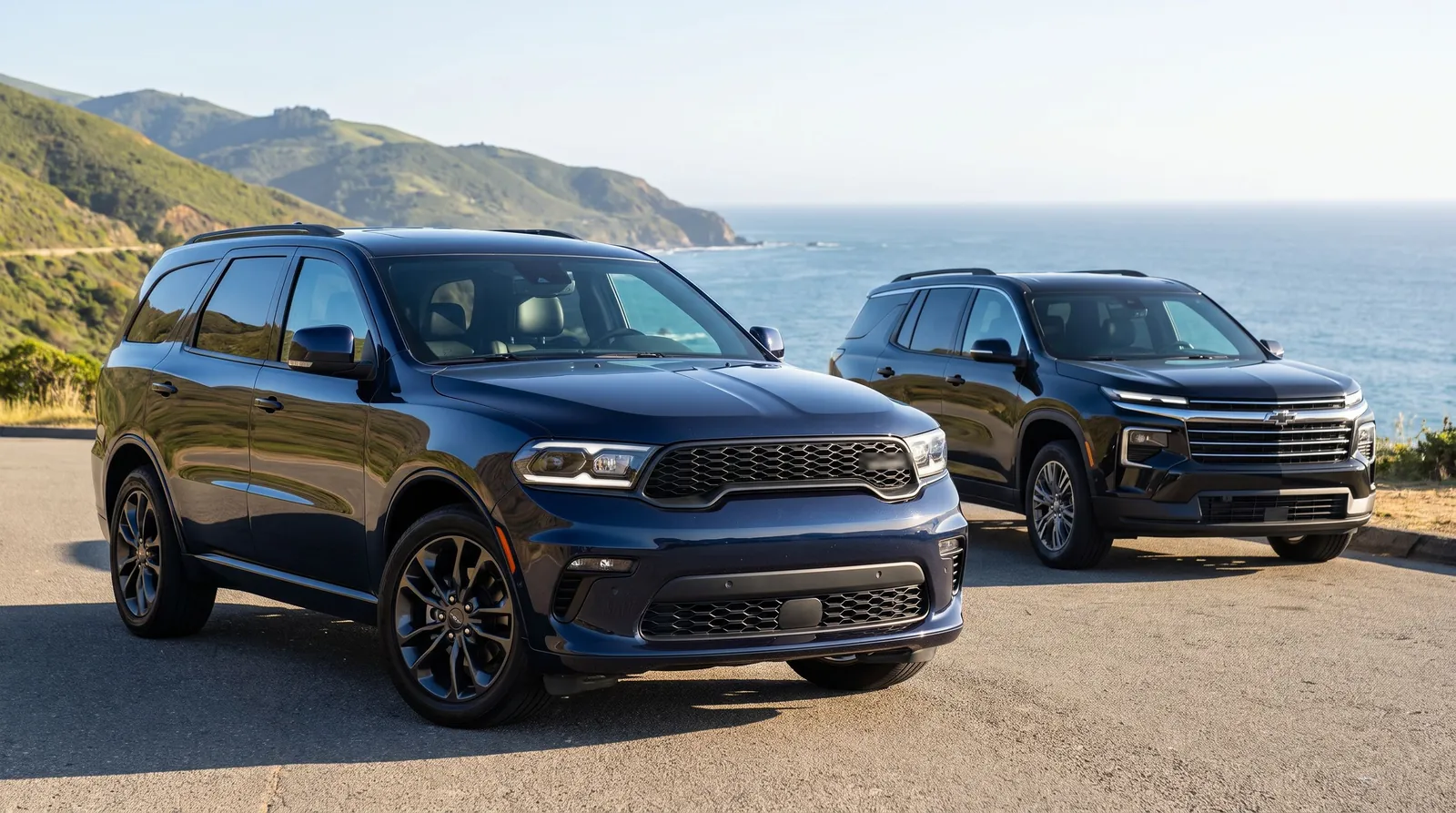 Dodge Durango in front of a Chevy Traverse